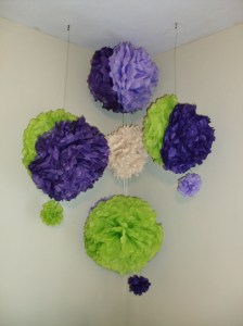 Look familiar? We "recycled" these baby shower decorations and they add a nice pop of color to the room.